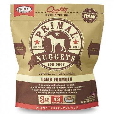 Primal Raw Frozen Nuggets Lamb Formula Dog Food, 3-lb