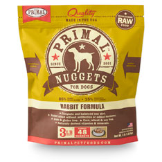 Primal Nuggets crus congelés formule lapin nourriture pour chiens, 3-lb