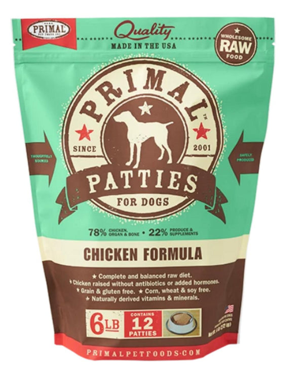 Primal Galettes de Poulet Formule Cru Congelé Nourriture pour chiens, 6 lb