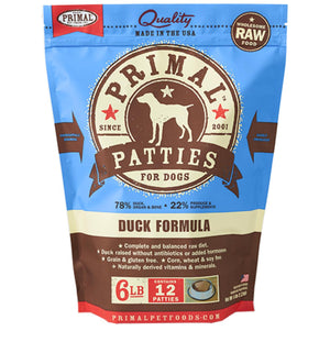 Primal Duck Formula Patties Raw Frozen Dog Food, 6-lb