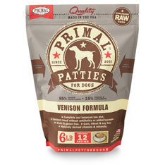 Primal Formule à la venaison Galettes alimentaires crues congelées pour chiens, 6-lb