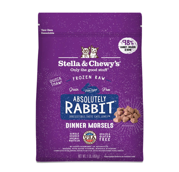 Stella & Chewy's Absolutely Rabbit Dinner Morsels Nourriture congelée crue pour chats, 1 lb