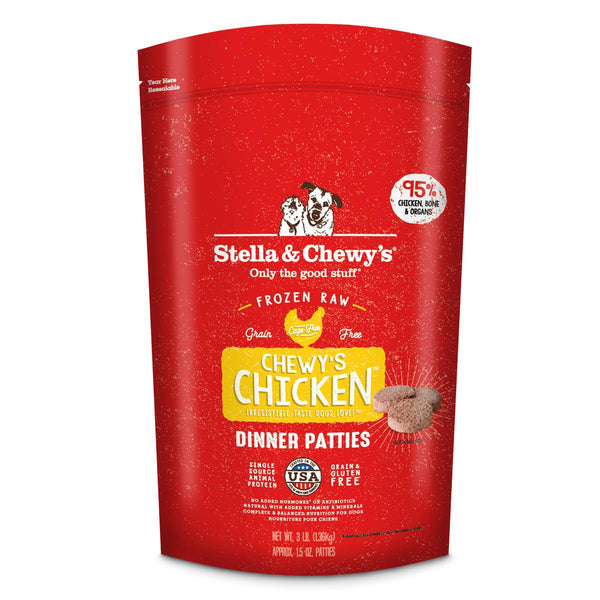 Stella & Chewy's Chewy's Poulet Galettes de dîner de 1,5 oz Aliments crus surgelés sans céréales pour chiens, 3 lb