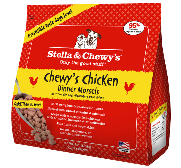 Stella & Chewy's Chewy's Chicken Dinner Morsels Nourriture crue surgelée sans céréales pour chiens, 4-lb