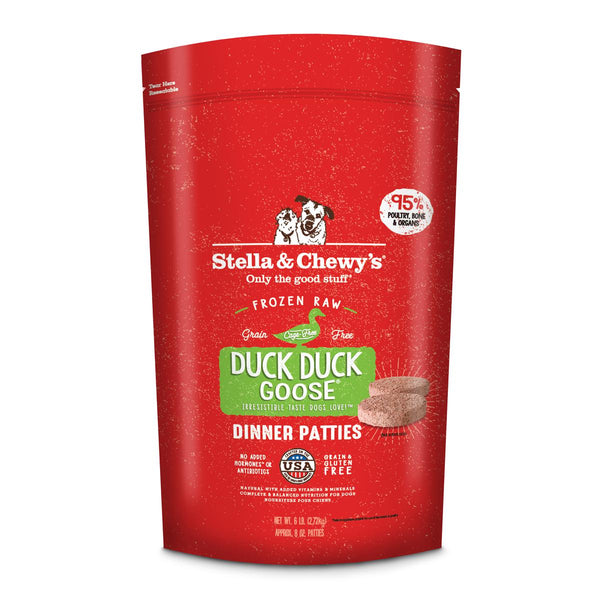Stella & Chewy's Duck Duck Goose Galettes de dîner 8 oz Nourriture crue congelée sans céréales pour chiens, 6 lb