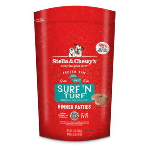 Stella & Chewy's Surf 'N Turf Galettes de dîner 1,5 oz Nourriture crue surgelée sans céréales pour chiens, 3 lb