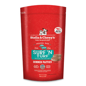 Stella & Chewy's Surf 'N Turf Galettes de dîner cru congelé sans céréales pour chiens, 8 oz, 6 lb