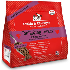 Stella & Chewy's Morsels Tantalizing Turkey Dinner Nourriture crue congelée pour chiens sans céréales, 4 lb