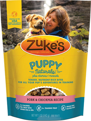 Zuke's Puppy Naturals Pork & Chickpea Recipe Dog Treats, 5-oz