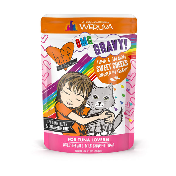 BFF OMG GRAVY Tuna & Salmon Sweet Cheeks Dinner in Gravy Wet Cat Food Pouch