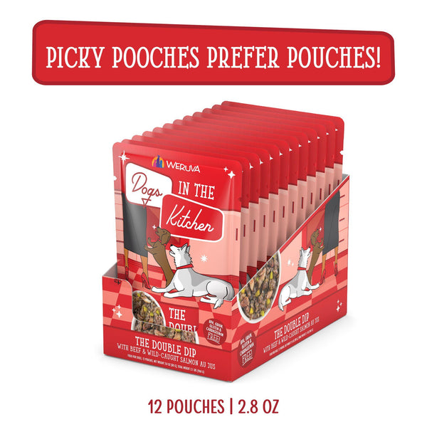 Dogs in the Kitchen The Double Dip with Beef & Wild Caught Salmon Au Jus Wet Dog Food Pouch
