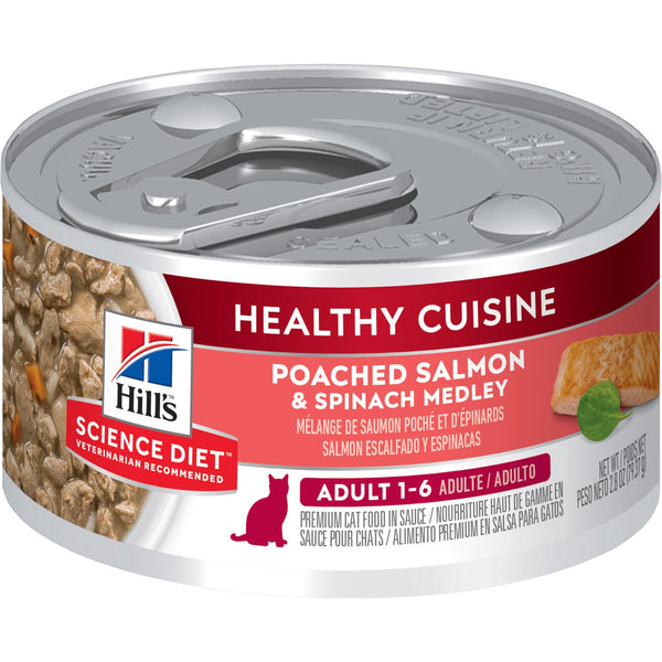 Hill's Science Diet Adult Healthy Cuisine Saumon poché et mélange d'épinards Nourriture humide pour chat