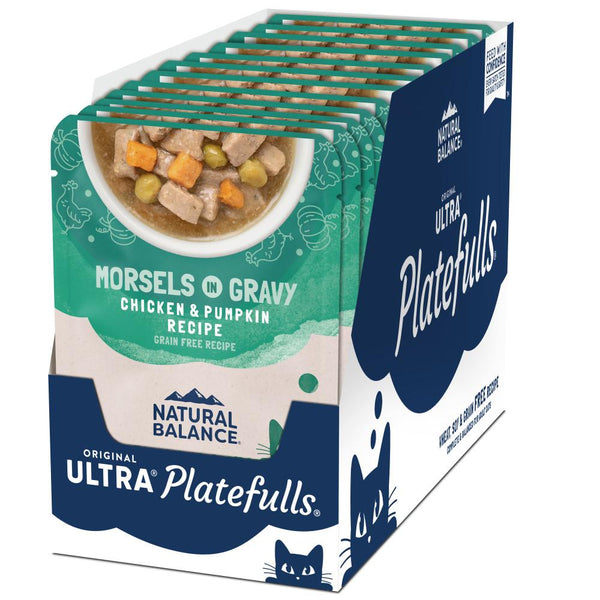 Natural Balance Original Ultra Platefulls Chicken & Pumpkin Recipe Morsels in Gravy Wet Cat Food Pouches