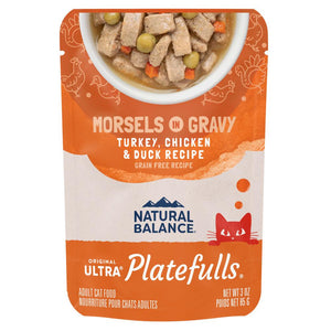 Natural Balance Original Ultra Platefulls Turkey, Chicken & Duck Recipe Morsels in Gravy Wet Cat Food Pouches