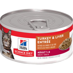 Hill's Science Diet Adult Turkey & Liver Entree Wet Cat Food Can