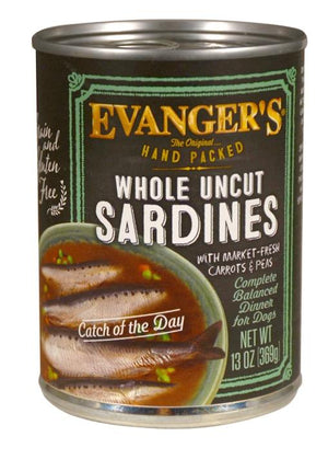 Evanger's Hand Packed Catch of the Day Whole Uncut Sardines Wet Dog Food Can