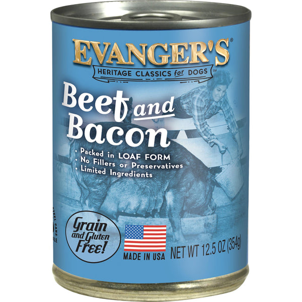 Evanger's Heritage Classics Beef & Bacon Wet Dog Food Can