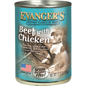 Evanger's Heritage Classics Beef with Chicken Wet Dog Food Can
