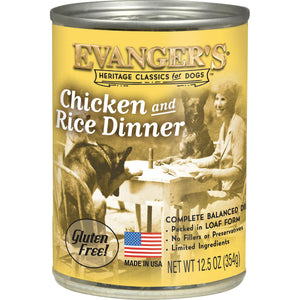 Evanger's Heritage Classics Chicken & Rice Dinner Wet Dog Food Can