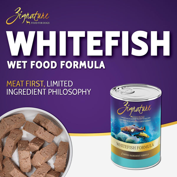 Zignature Whitefish Limited Ingredient Formula Wet Dog Food Can