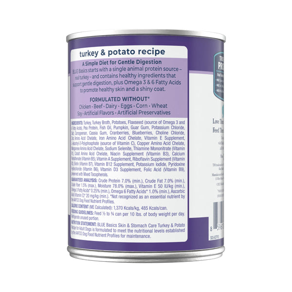 Blue Buffalo Basics Skin & Stomach Care Natural Turkey & Potato Adult Grain-Free Wet Dog Food