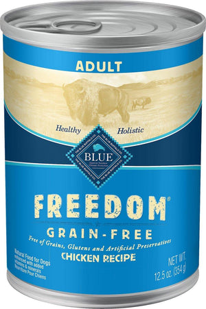 Blue Buffalo BLUE Freedom Recette au poulet pour adultes Sans céréales Nourriture humide pour chiens en boîte