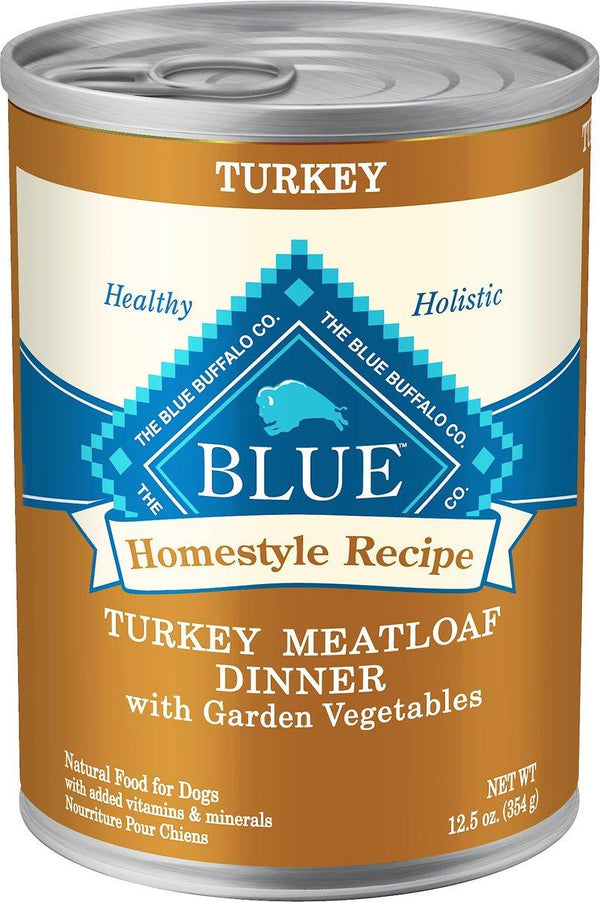 Blue Buffalo BLUE Homestyle Recipe Turkey Meatloaf Dinner with Garden Vegetables Adult Wet Dog Food Can