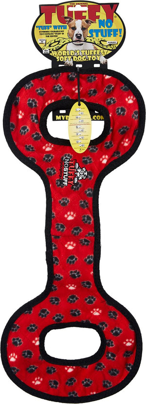 Tuffy No Stuff Ultimate Tug-O-War Dog Toy, Red Paws