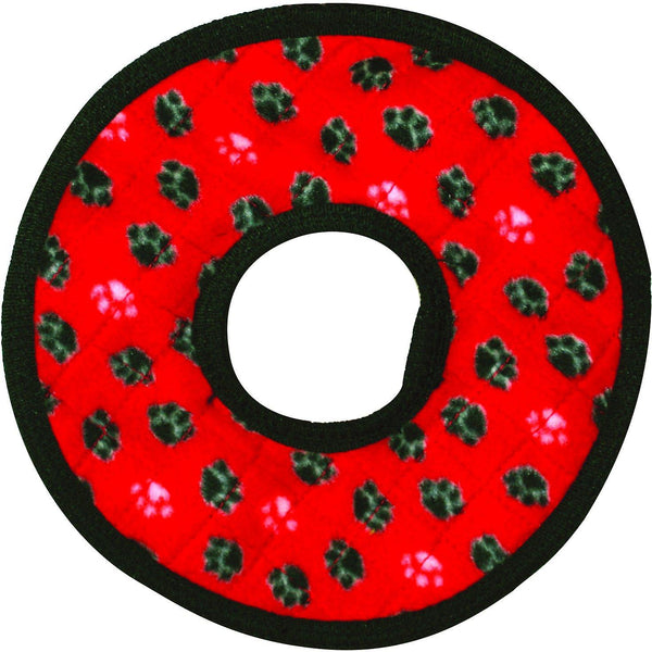 Tuffy No Stuff Ultimate Ring Dog Toy, Red Paws
