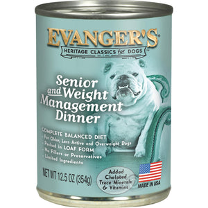 Evanger's Heritage Classics Senior & Contrôle du Poids Dîner Nourriture humide pour chiens en boîte