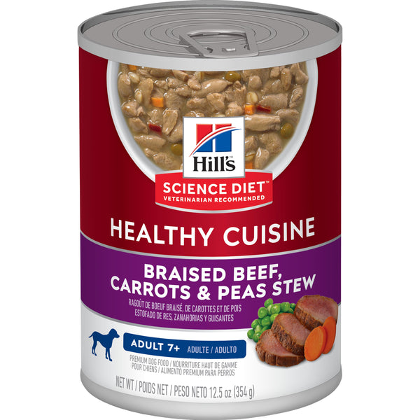 Hill's Science Diet Adult 7+ Healthy Cuisine Braised Beef, Carrots & Peas Stew Canned Dog Food