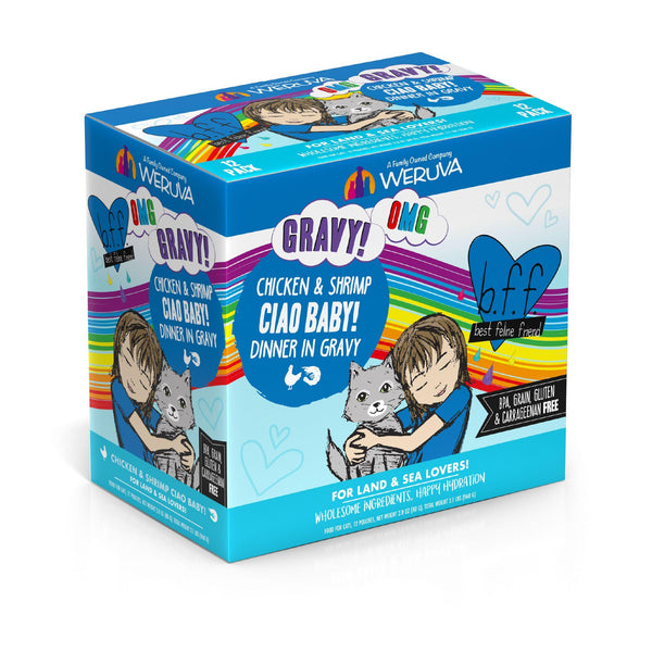 BFF OMG GRAVY Poulet & Crevettes Ciao Baby ! Dîner en sauce Sachet de nourriture humide pour chats