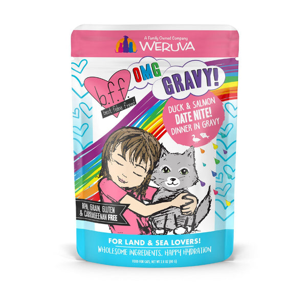 BFF OMG GRAVY Duck & Salmon Date Nite! Dinner in Gravy Wet Cat Food Pouch