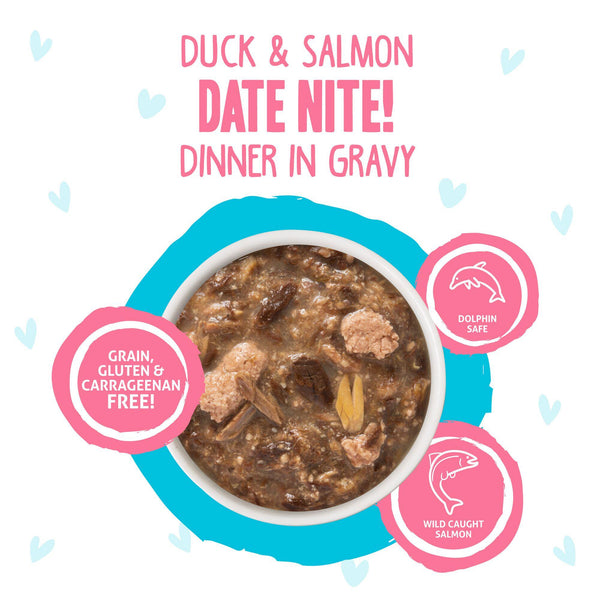 BFF OMG GRAVY Duck & Salmon Date Nite! Dinner in Gravy Wet Cat Food Pouch