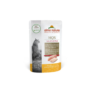 Almo Nature HQS La Cucina Chicken Dinner with Whitefish in Gravy Wet Cat Food Pouch