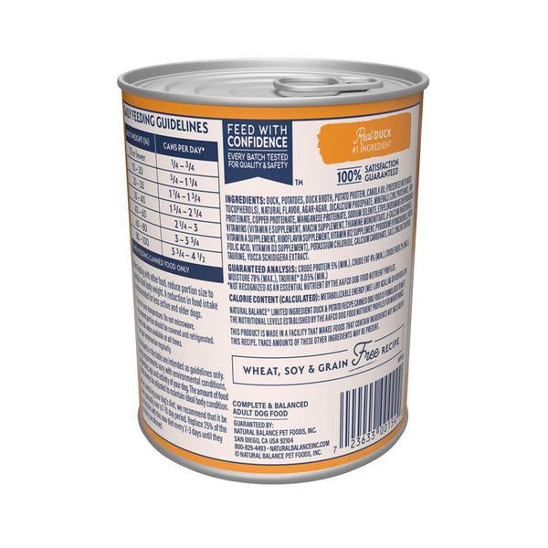 Natural Balance Limited Ingredient Reserve Duck & Potato Recipe Wet Dog Food Can