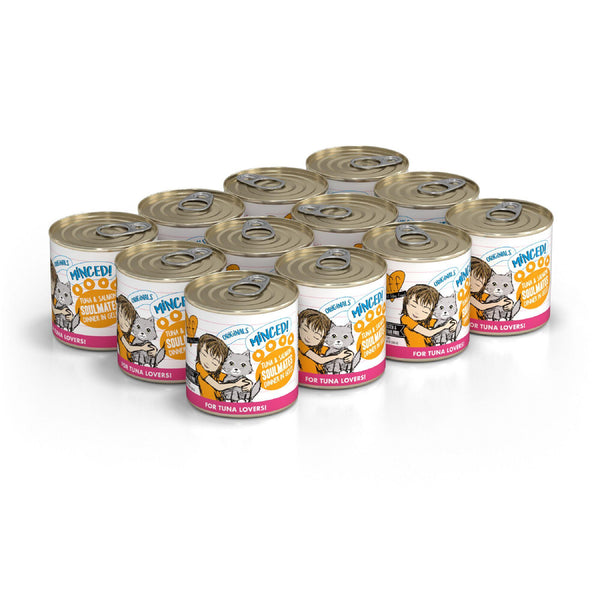 BFF MINCED Tuna & Salmon Soulmates Dinner in Gelee Wet Cat Food Can