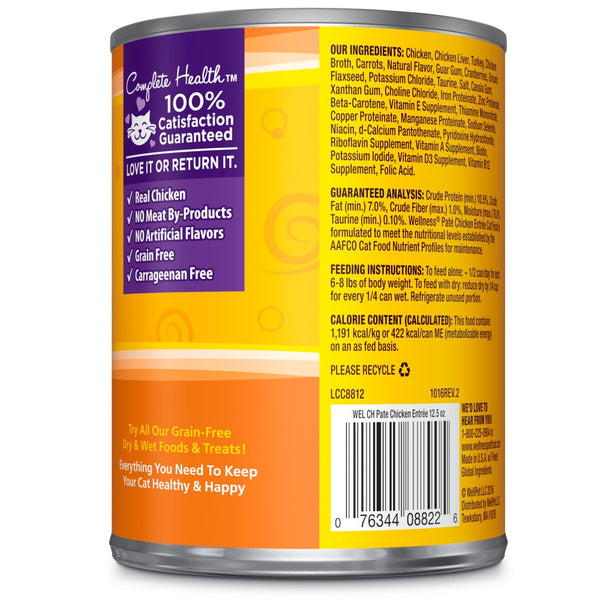 Wellness Complete Health Pate Chicken Entree Grain-Free Wet Cat Food Cans