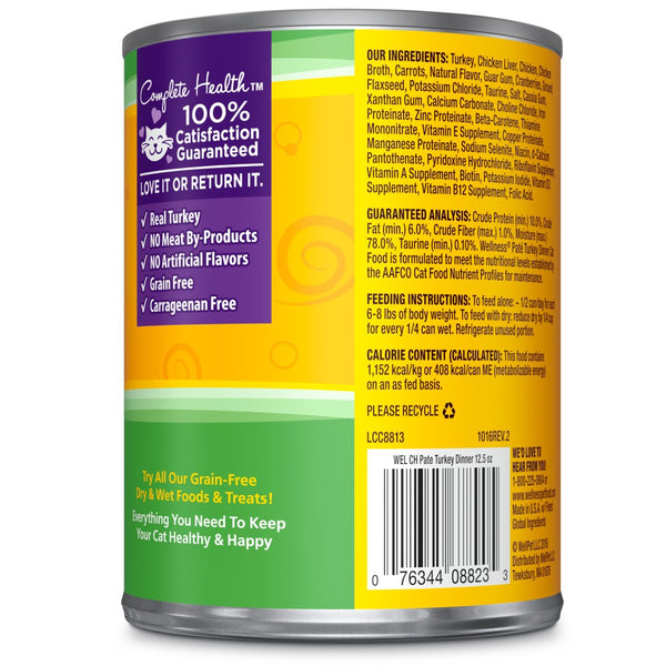 Wellness Complete Health Pate Turkey Formula Grain-Free Wet Cat Food Cans