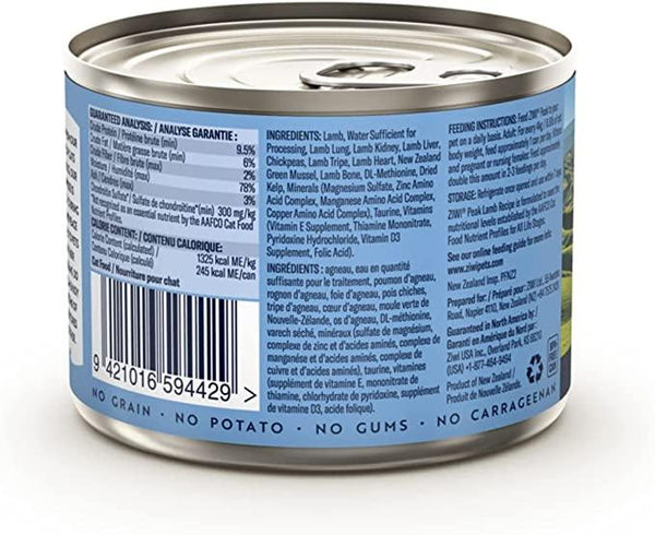 ZIWI Peak Lamb Recipe Wet Cat Food Can