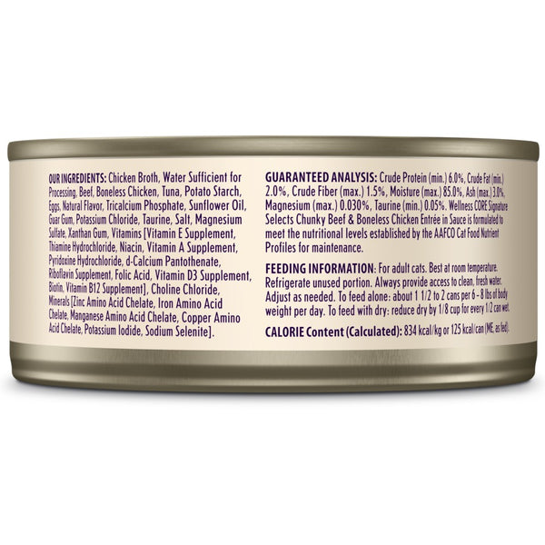 Wellness CORE Signature Selects Chunky Beef & Boneless Chicken Entree in Sauce Grain-Free Wet Cat Food Cans