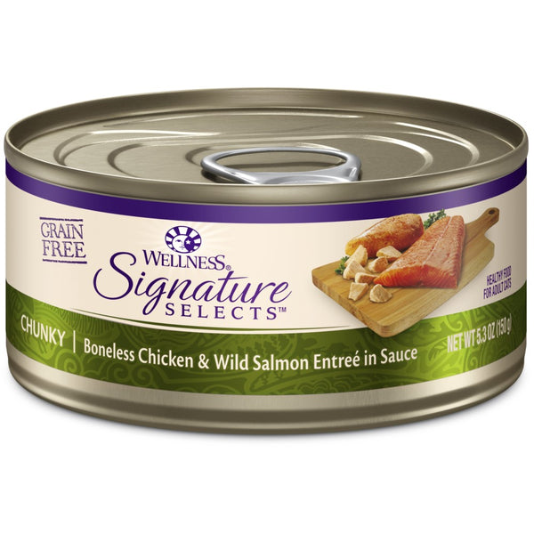Wellness CORE Signature Selects Chunky Boneless Chicken & Wild Salmon Entree in Sauce Grain-Free Wet Cat Food Cans