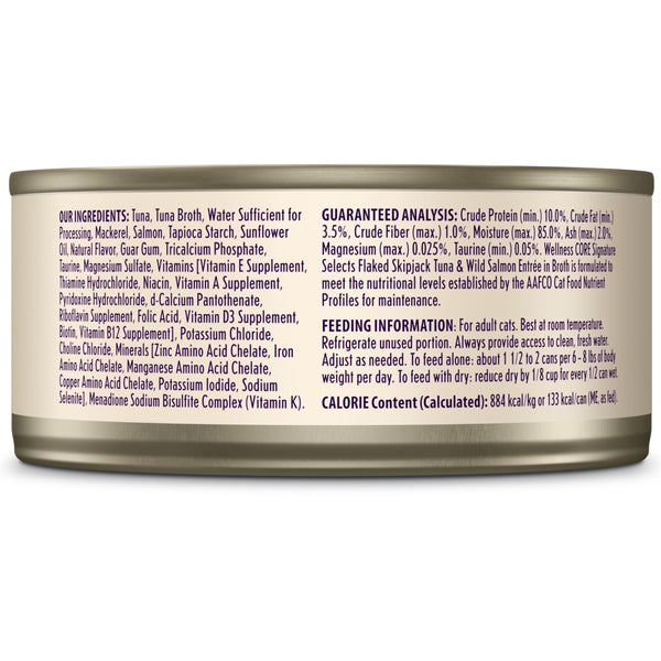 Wellness CORE Signature Selects Flaked Skipjack Tuna & Wild Salmon Entree in Broth Grain-Free Wet Cat Food Cans