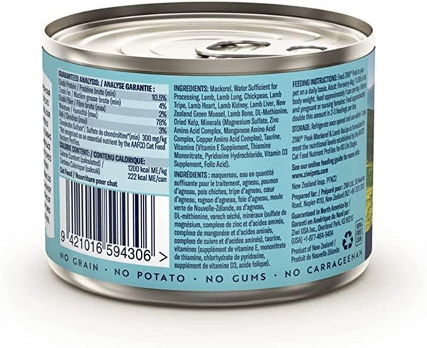 ZIWI Peak Mackerel & Lamb Recipe Wet Cat Food Can