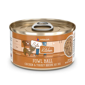 Cats in the Kitchen Fowl Ball Chicken & Turkey Recipe Au Jus Wet Cat Food Can
