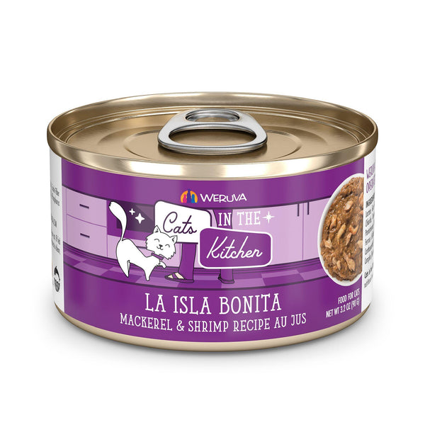 Cats in the Kitchen La Isla Bonita Mackerel & Shrimp Recipe Au Jus Wet Cat Food Can