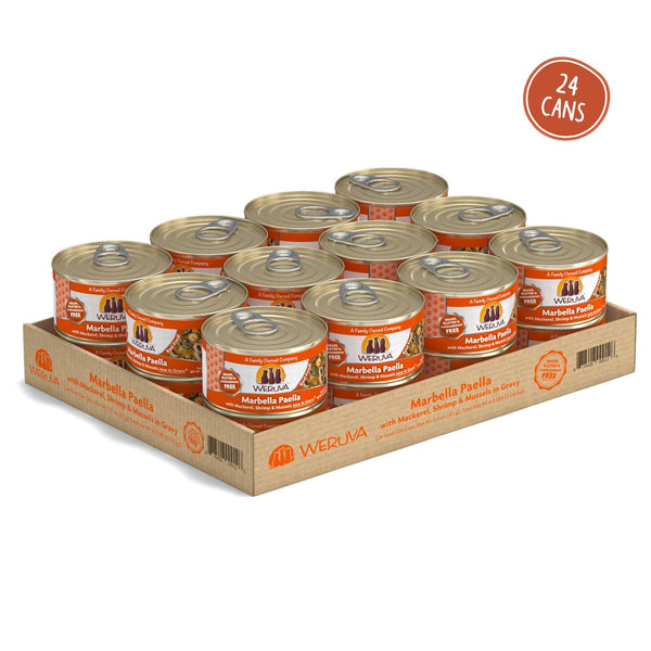 Weruva Classic Cat Marbella Paella with Mackerel, Shrimp & Mussels in Gravy Wet Cat Food Can