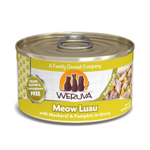 Weruva Classic Cat Meow Luau with Mackerel & Pumpkin in Gravy Wet Cat Food Can