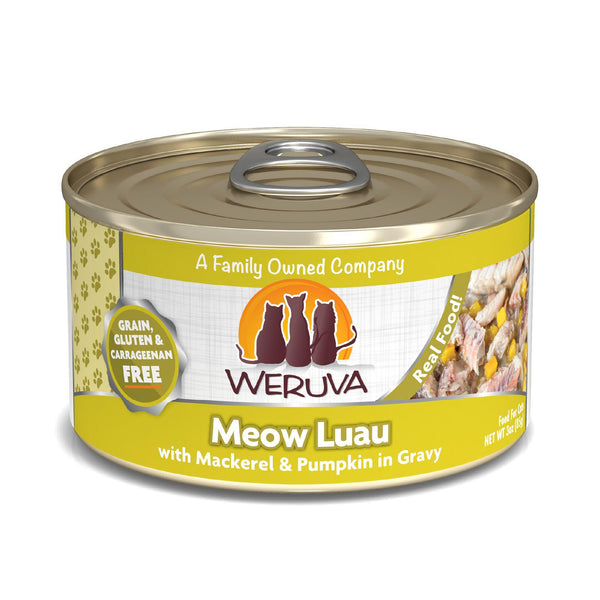 Weruva Classic Cat Meow Luau with Mackerel & Pumpkin in Gravy Wet Cat Food Can