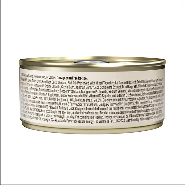 Wellness CORE Pate Turkey & Duck Natural Grain-Free Adult Wet Cat Food Can